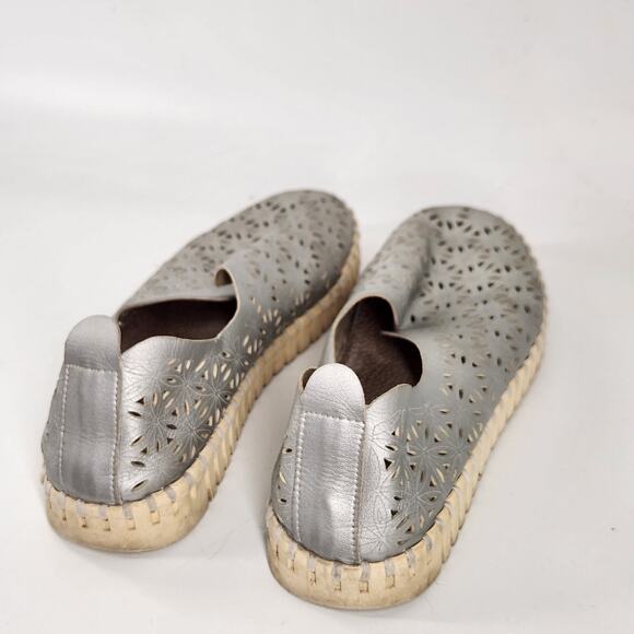 Ilse Jacobsen Tulip Perforated Metallic Slip On Comfort Shoes Size EU38 Silver - Picture 5 of 8
